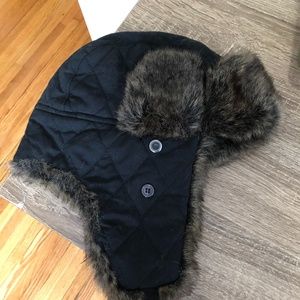 Faux Fur Black Trapper Hat